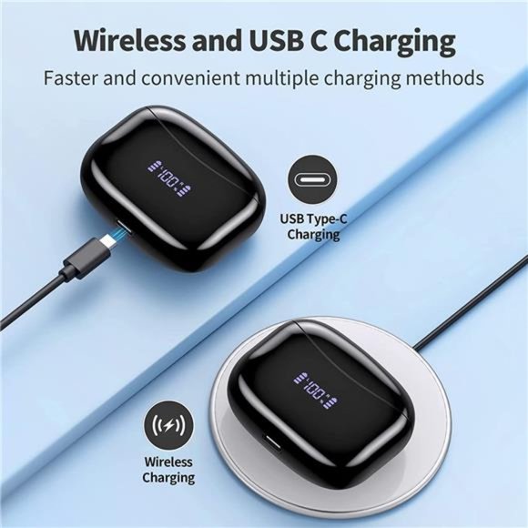 Wireless Earbuds, Bluetooth Headset with Microphone Touch Control - Picture 4 of 7